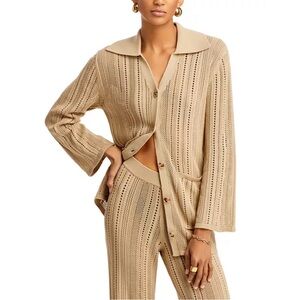 By Malene Birger Open-Weave Beige Button Cardigan